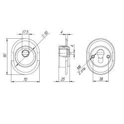 Броненакладка врезная FUARO DEF 9726 M6x90 BL-24 черный /42343/