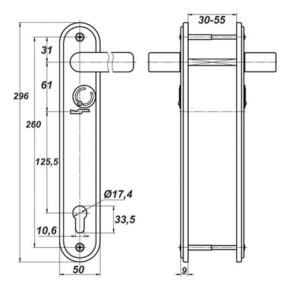 Ручка к замкам МЕТТЭМ HP 1401 (к ЗВ13.173.1.1)