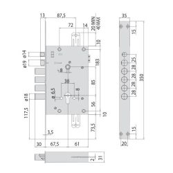 Замок врезной электромеханический CISA 15.535.28 /2205/