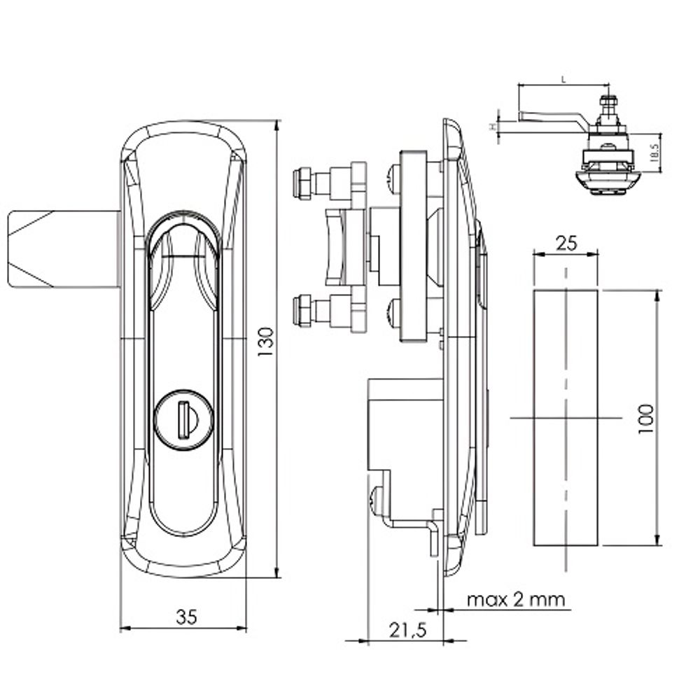 Замок-ручка 008 черный