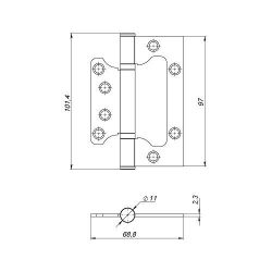 Петля универсальная без врезки AJAX 100/P-2B 100x2,3 BL черный /45305/ (1 шт)