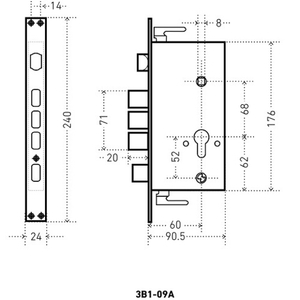 Замок врезной АЛЛЮР ЗВ1-09A универсальный