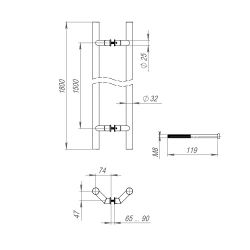 Ручка-скоба FUARO PH-32-45/1800-INOX нержавейка 304 /47961/