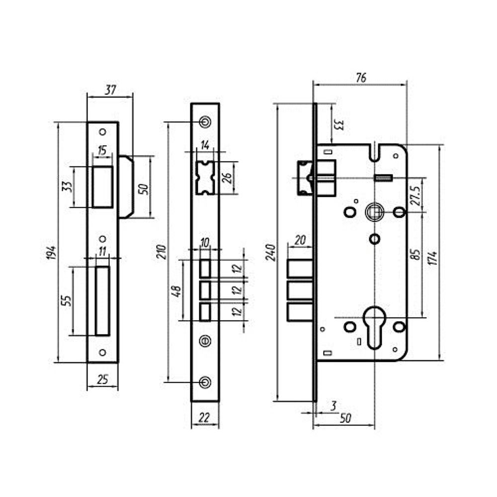 Корпус замка PALLADIUM 185-3 хром