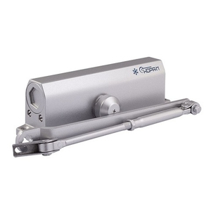 Доводчик дверной морозостойкий НОРА-М 740 DA с задержкой закрывания до 110 кг серебро