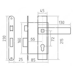 Замок врезной VETTORE 7255-4 AB бронза (Мотор Сич ЗВ7)
