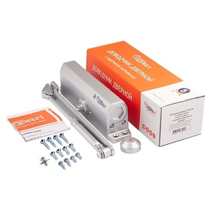 Доводчик дверной морозостойкий НОРА-М 740 DA с задержкой закрывания до 110 кг серебро