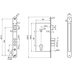 Замок врезной ПРОСАМ 78103 ЗВ4-3-СП-РФ7-002Ш2 б/ц медь /35171/