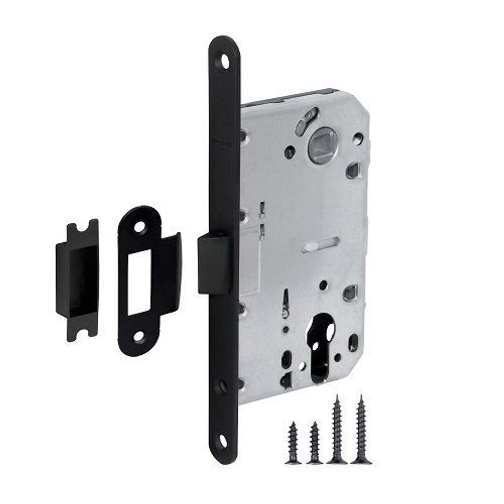 Замок межкомнатный под цилиндр FUARO PLASTIC P85C-50 BL-24 черный /41763/