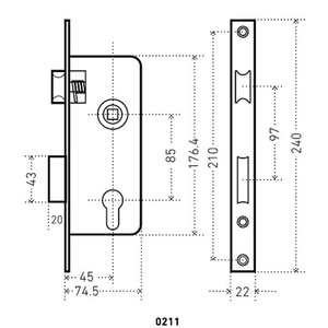 Замок врезной АЛЛЮР 0211 AB ст.бронза