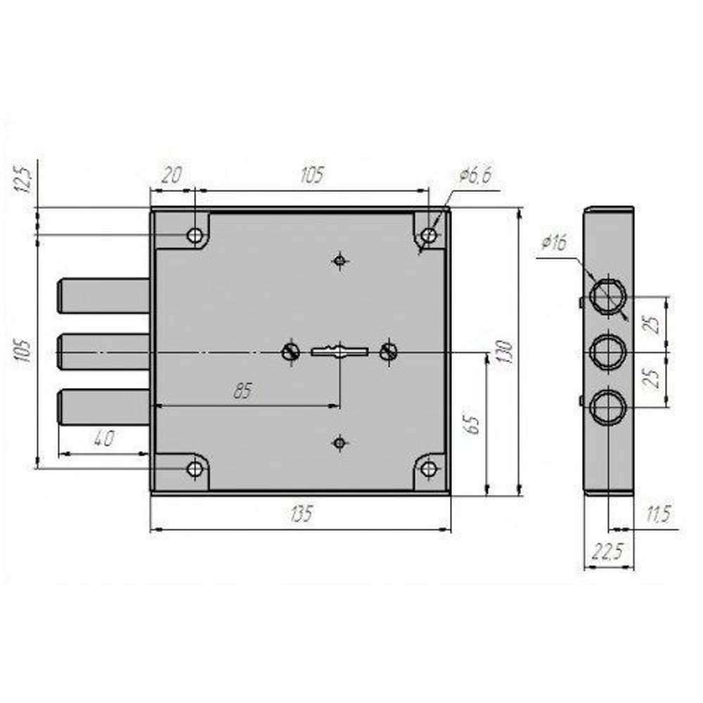 Замок накладной Цербер ЗНУ-П пост.ключ