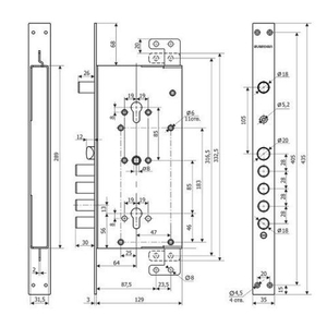 Замок врезной ГАРДИАН ЗВ 75.16 Т (без защиты, с торцевой планкой) /38615/
