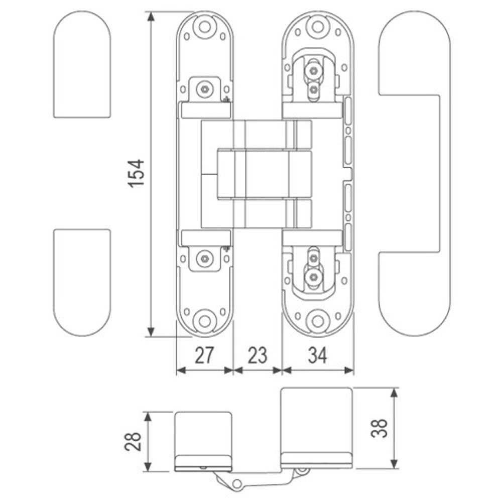 Петля скрытой установки AGB ECLIPSE 4.1 E30200.64.34 (мат.хром) /44247/ (1 шт)