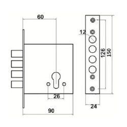 Замок врезной верхний на кит. дверь 2515 Ц - 4Р