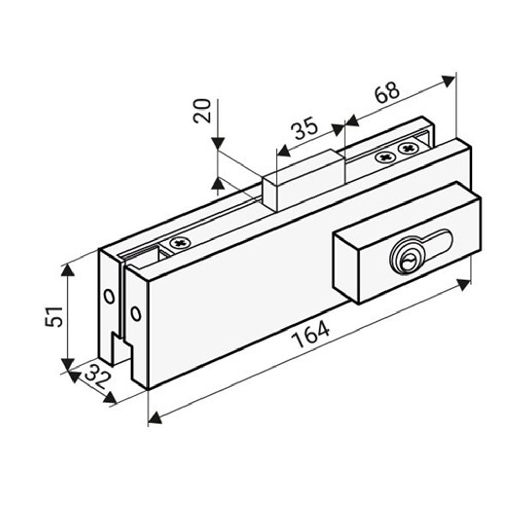 Замок угловой NOTEDO FS-L10 SSS (AISI 304) для стеклянных дверей толщиной 10-12 мм