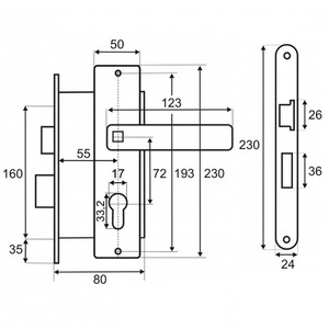 Замок врезной VETTORE 7255-2 AB бронза (Мотор Сич ЗВ7)
