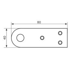 Проушина усиленная ДОМАРТ 80х40 прямая (толщ. 5мм) (черный)