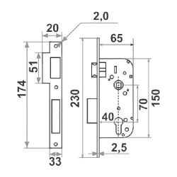 Корпус замка КЗВ-100 (70мм) хром НОРА-М