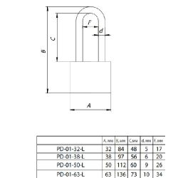 Замок навесной APECS PD-01-32 L