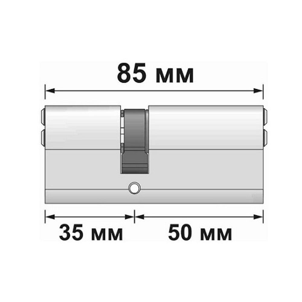 Механизм цилиндровый ABUS X6410 ключ/ключ 35-50 (85 мм) NI (5 key)