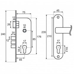 Замок врезной VETTORE 2223/70 AB бронза