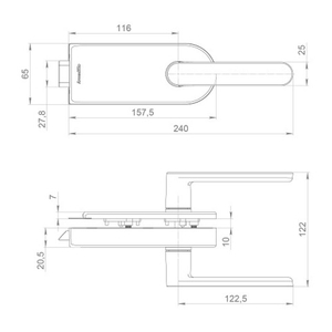 Замок с нажимной ручкой для стеклянной двери ARMADILLO SPACE.GL.LUV BL (черный) /57921/