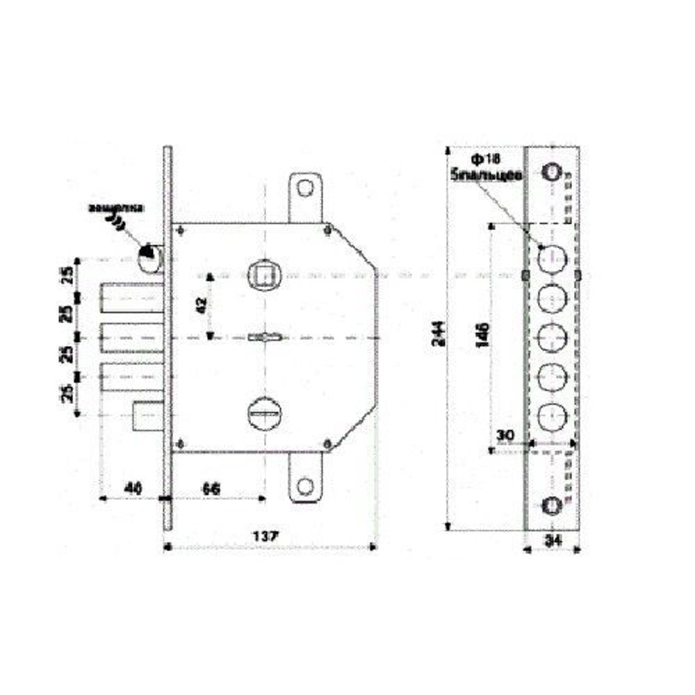 Замок врезной CLASS GS-SM 012 правый (аналог Эльбор 1.06.43)