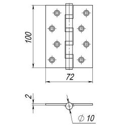 Петля универсальная AJAX 4B/P 100x70x2 SN мат.никель /38121/ (1 шт)