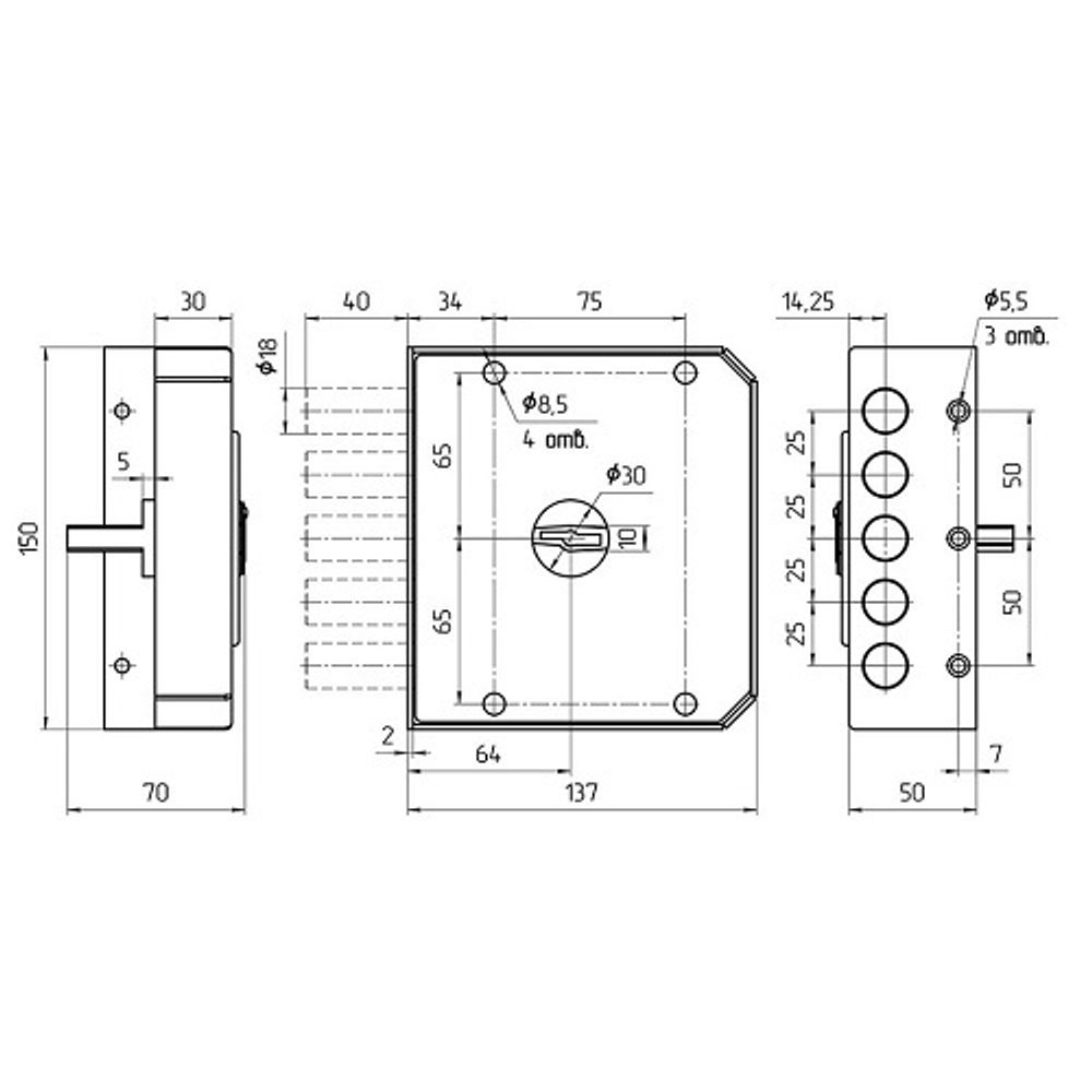 Замок накладной МЕТТЭМ ЗН4 030.1.1 левый