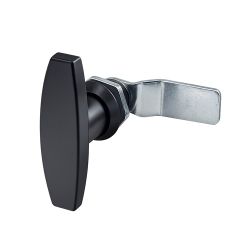 Замок мебельный ручка MS-3020-2 черный (ригел изогнут на 14мм)