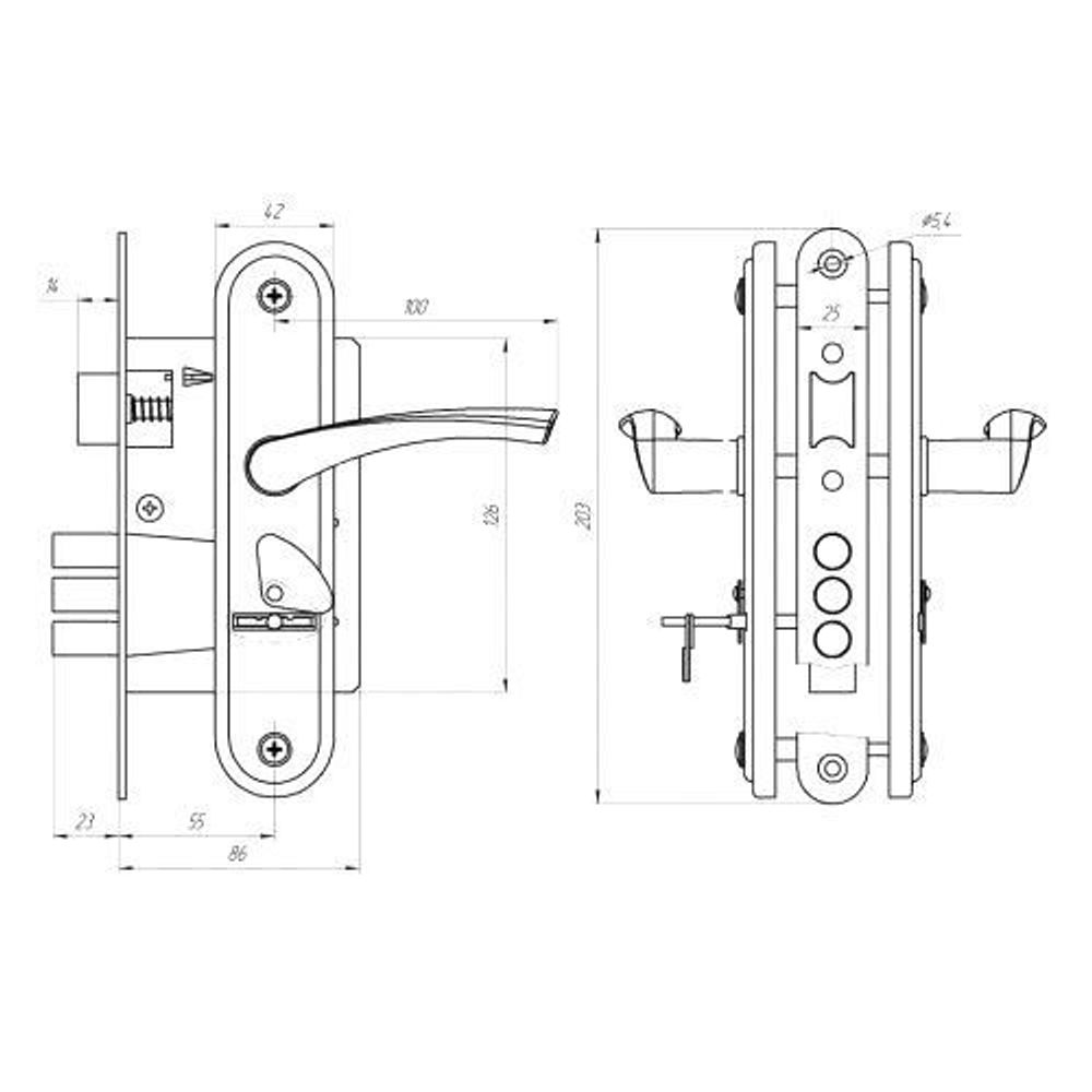 Замок врезной ЗЕНИТ ЗВ9-4.2 белый