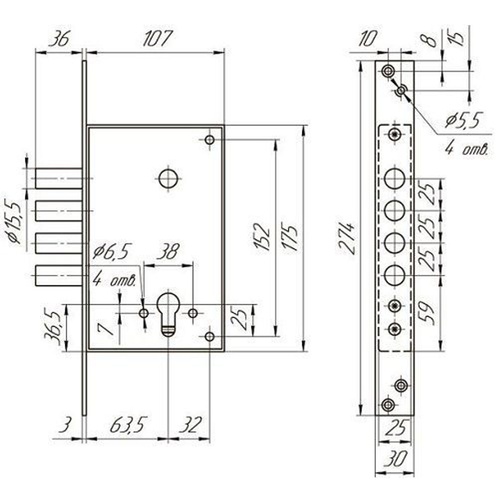 Замок врезной МЕТТЭМ ЗВ1 711.0.0 /25621/