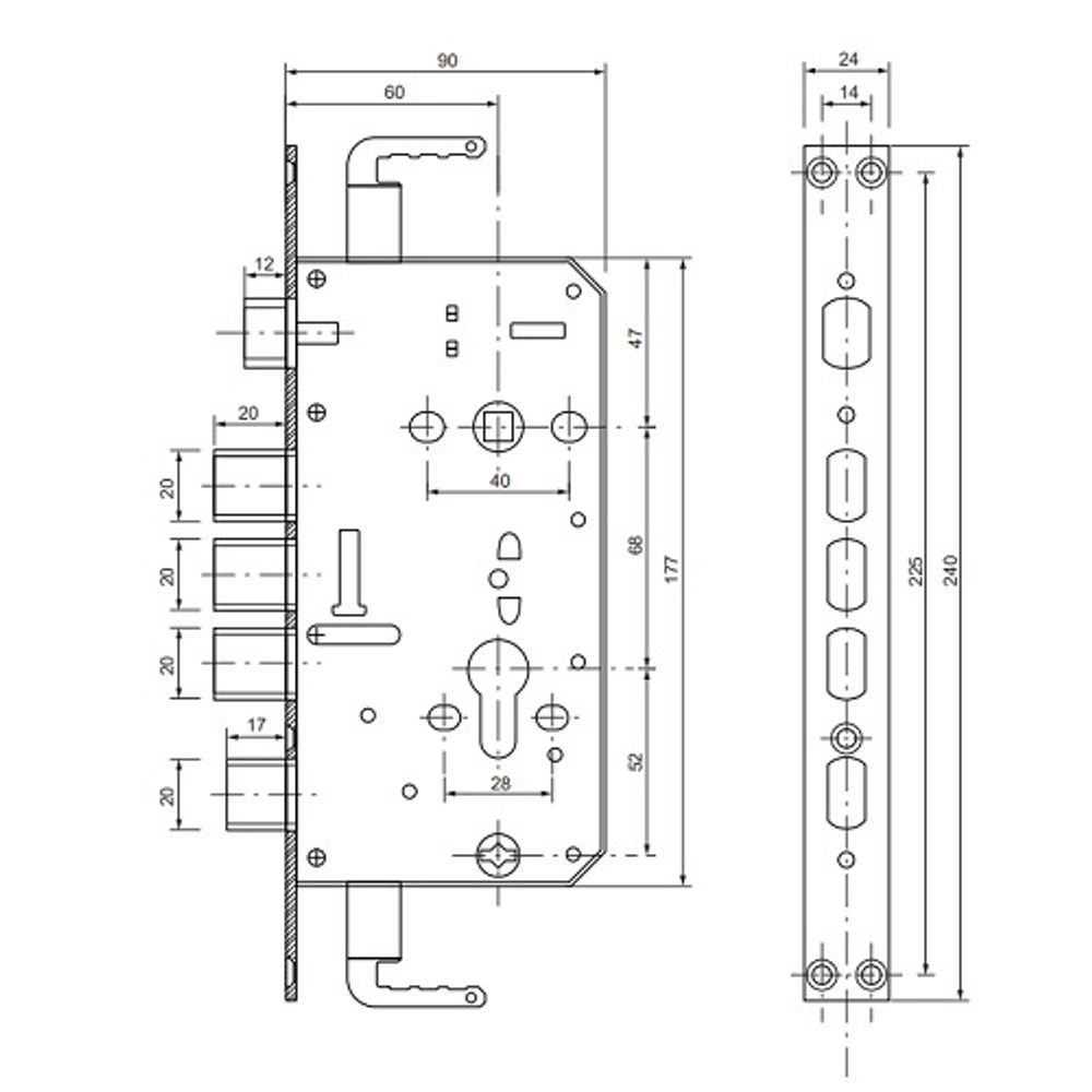 Замок врезной VANGER T-1-09-CR