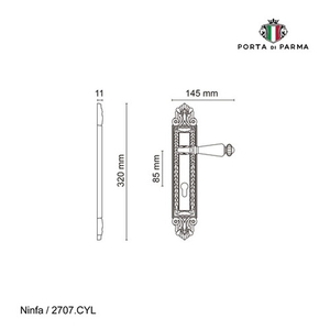 Ручка на планке PORTA DI PARMA Ninfa CYL PVD золото