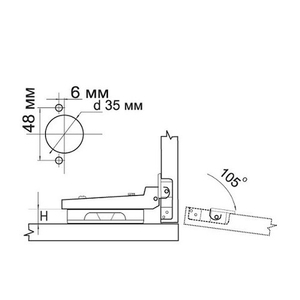 Петля мебельная вкладная MF-201C, Slide-on (1 шт)