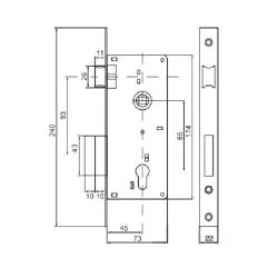 Замок врезной БУЛАТ ЗВ4-1.08.01 Нова бронза