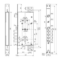 Замок врезной ГАРДИАН ЗВ 75.16 Т (без защиты, с торцевой планкой) /38615/