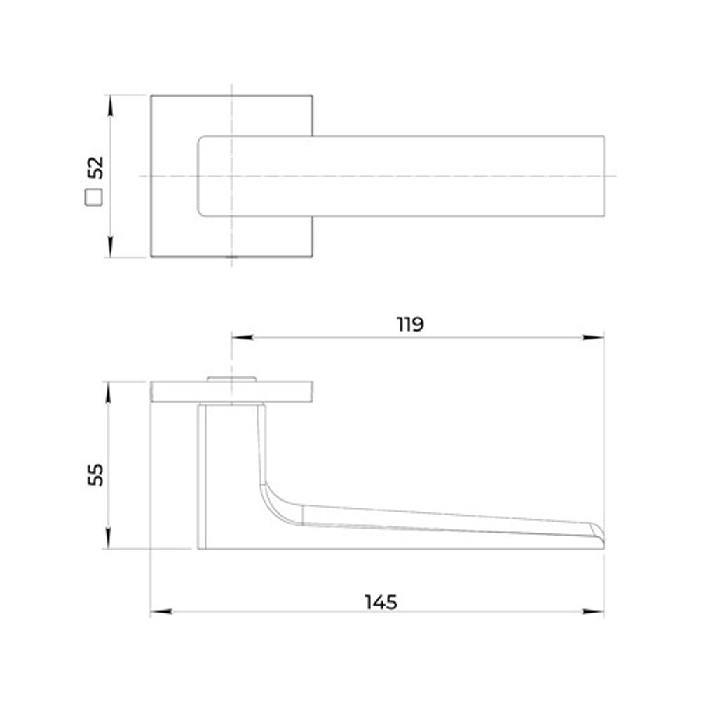Ручка раздельная AJAX BOND JS BL-24 черный, квадрат 140 мм /60253/