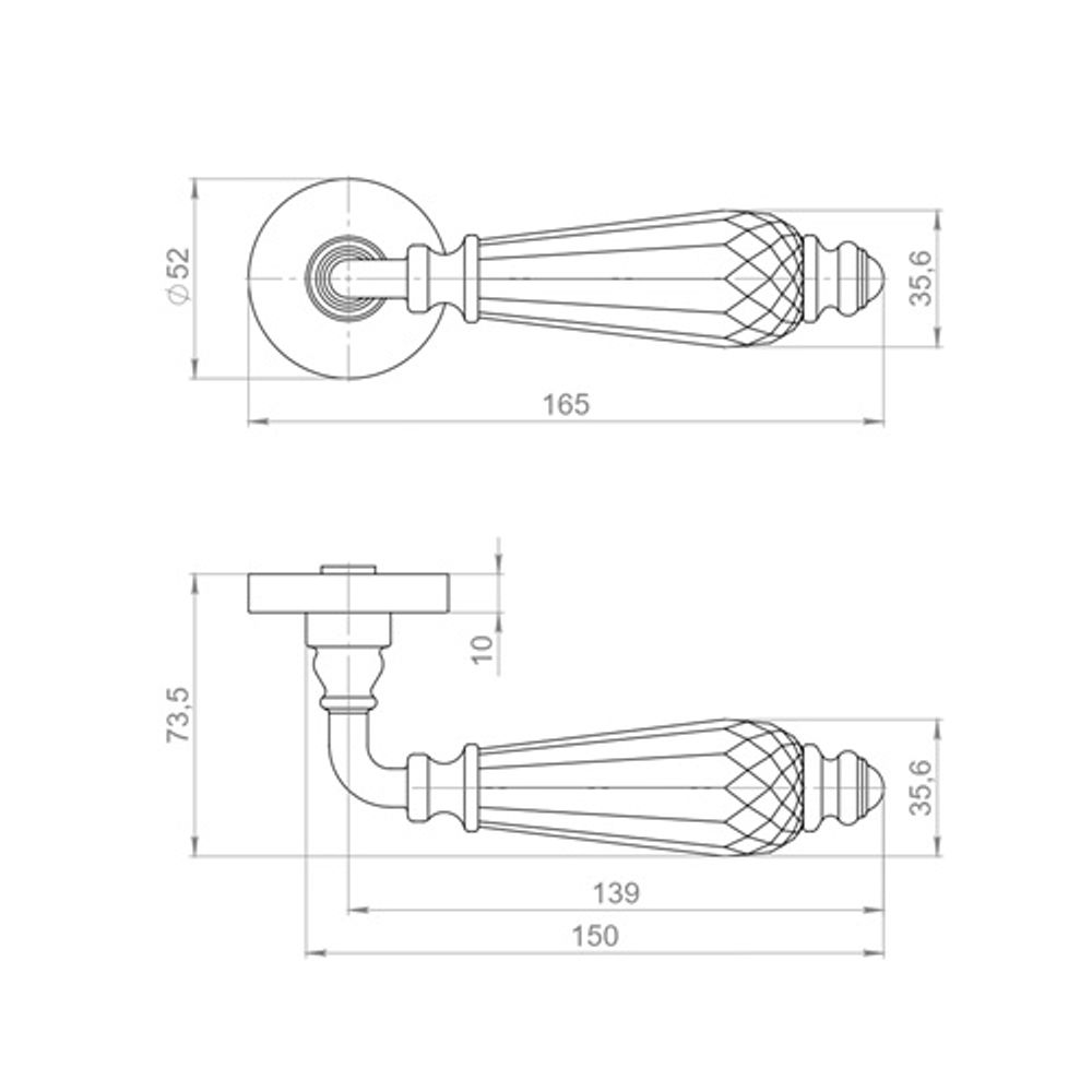 Ручка раздельная ARMADILLO ELEGANT ART BPVD-77 вороненый никель /63873/