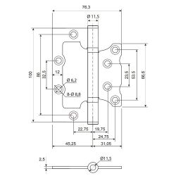 Петля накладная Code Deco 100x75x2,5 B2 AB бронза