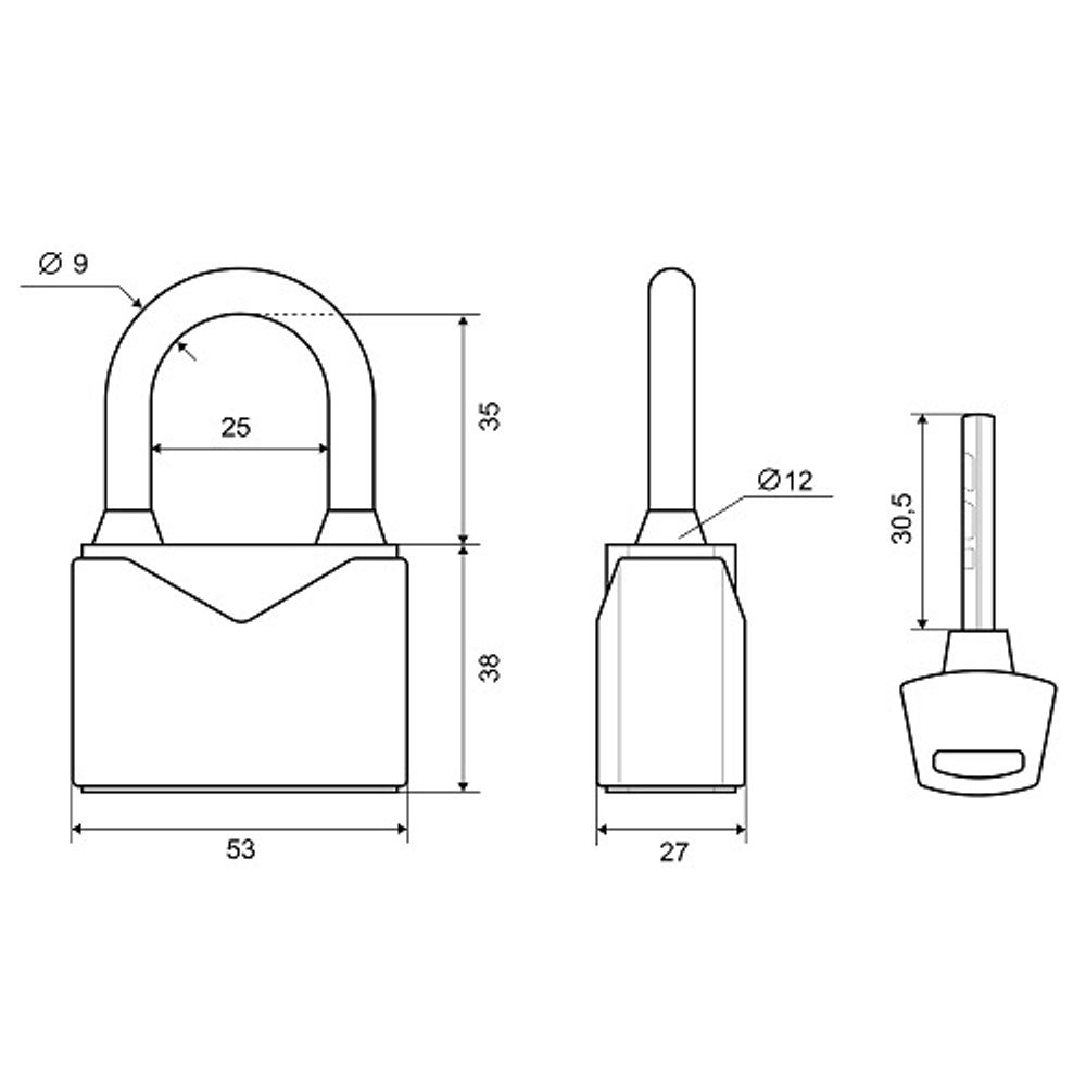 Замок навесной PALLADIUM 900S-50