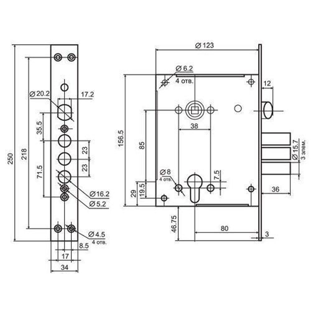 Замок врезной BORDER 79045 ЗВ4-3/85М.В26.У2 /31167/