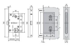 Замок межкомнатный AGB WC MEDIANA POLARIS XT B06102.60.34 (мат.хром) (без отв.планки)