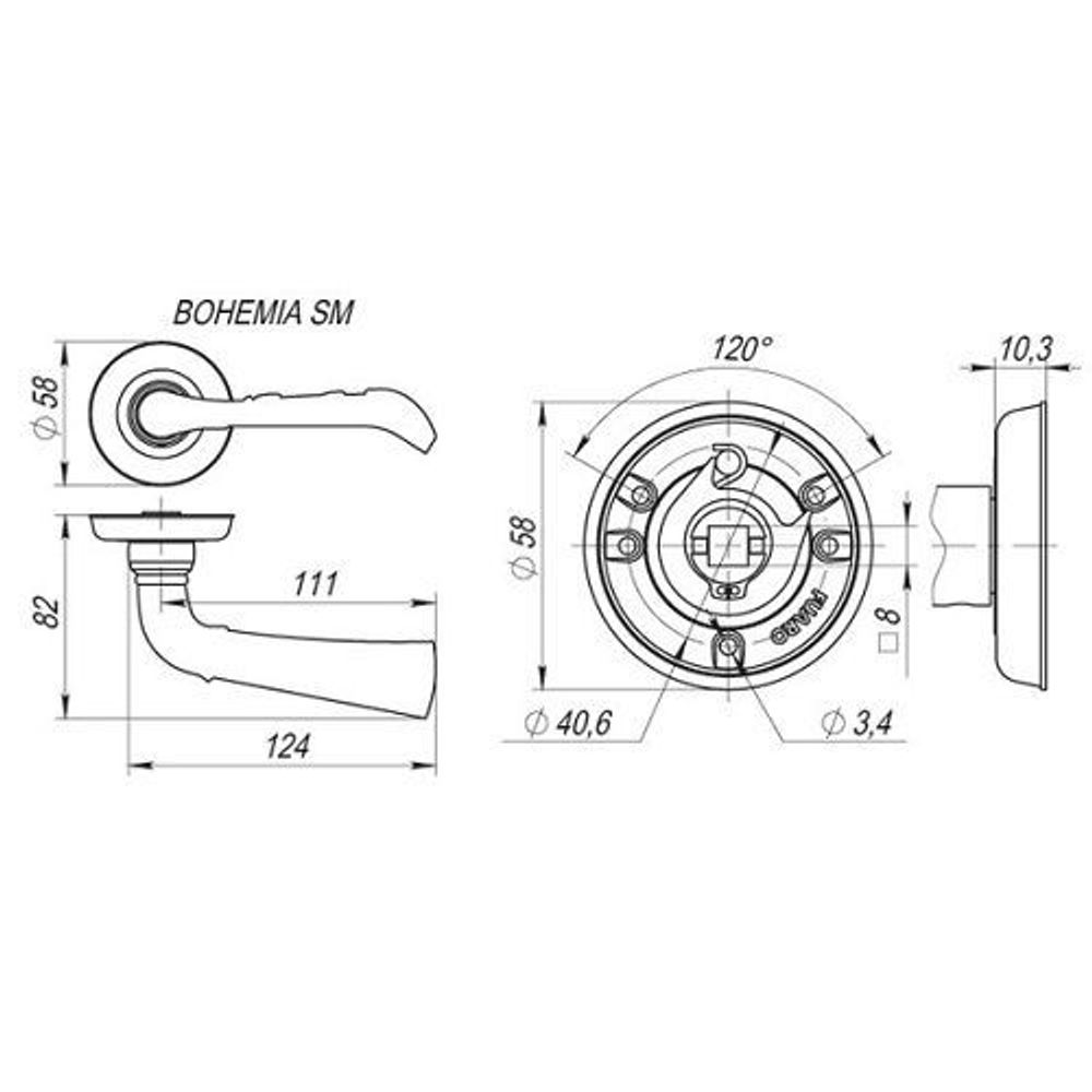 Ручка раздельная FUARO BOHEMIA SM MAB-6 темная бронза /29555/