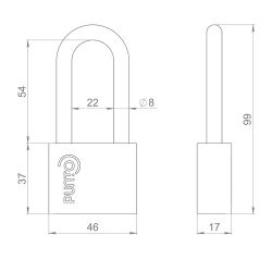 Замок навесной PUNTO PK-1550-L 3 кл. /57707/