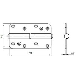 Петля накладная КУНГУР ПН1-110 (А) цинк правая (50) (1 шт)