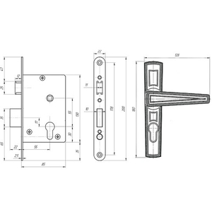 Замок врезной ЗЕНИТ ЗВ4-3.01 серебро