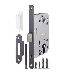 Замок межкомнатный под цилиндр FUARO PLASTIC P85C-50 GR графит /37501/