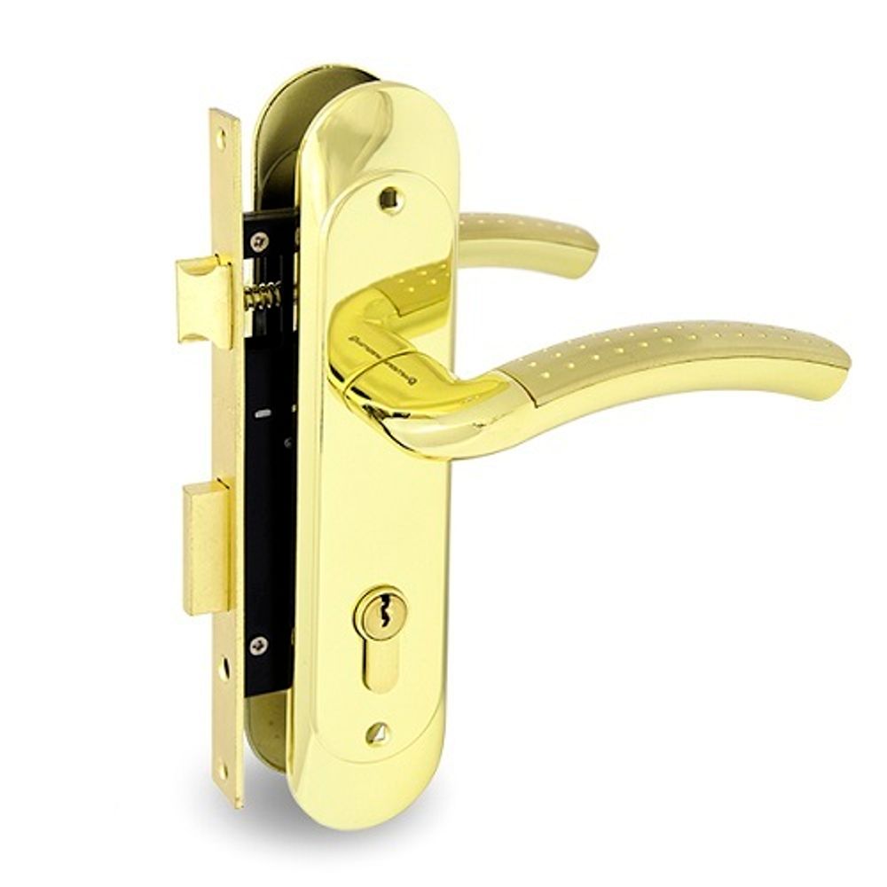 Замок врезной с ручками PALLADIUM ЗВ-1702 SG/GP мат.золото/золото