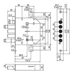 Замок врезной ЭЛЬБОР 1.06.43 правый Гранит